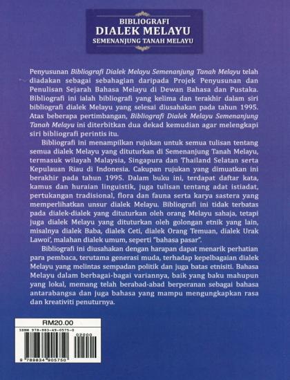 SIRI MONOGRAF SEJARAH BAHASA MELAYU: BIBLIOGRAFI DIALEK MELAYU SEMENANJUNG TANAH MELAYU - Image 2