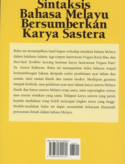 SIRI MONOGRAF SEJARAH MELAYU: SINTAKSIS BAHASA MELAYU BERSUMBERKAN KARYA SASTERA - Image 2