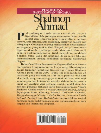 SIRI KAJIAN PEMIKIRAN SASTERAWAN NEGARA : SHAHNON AHMAD - Image 2