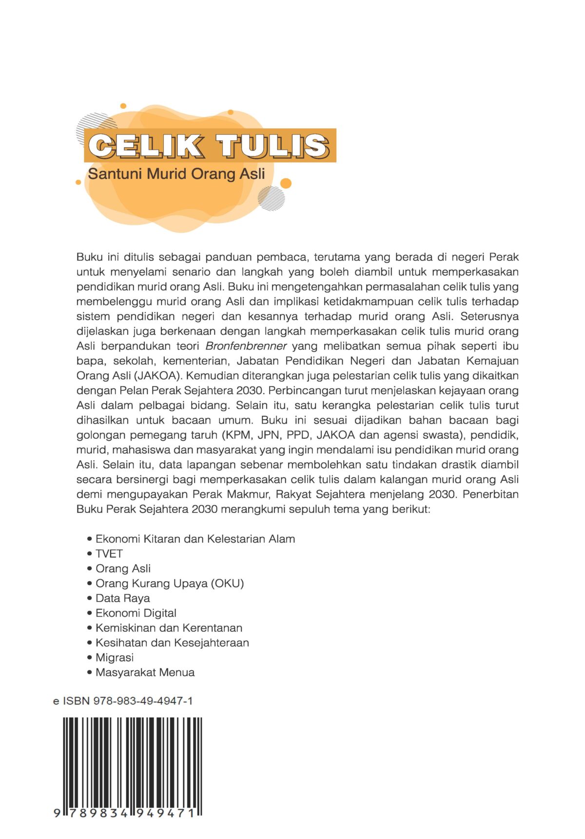 SIRI PENERBITAN PERAK SEJAHTERA 2030: CELIK TULIS SANTUNI MURID ORANG ASLI - Image 2